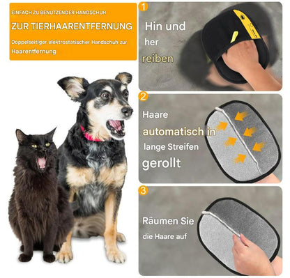2-in-1 Profi-Haustierpflegehandschuhe – Doppelseitige Fellpflege & Massage – Entfernt 95% lose Haare – Für Hunde & Katzen