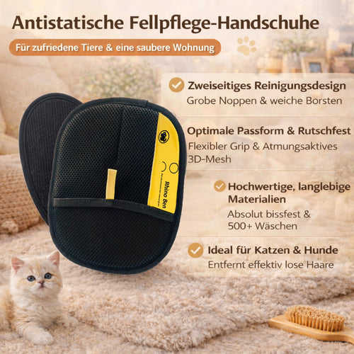 2-in-1 Profi-Haustierpflegehandschuhe – Doppelseitige Fellpflege & Massage – Entfernt 95% lose Haare – Für Hunde & Katzen